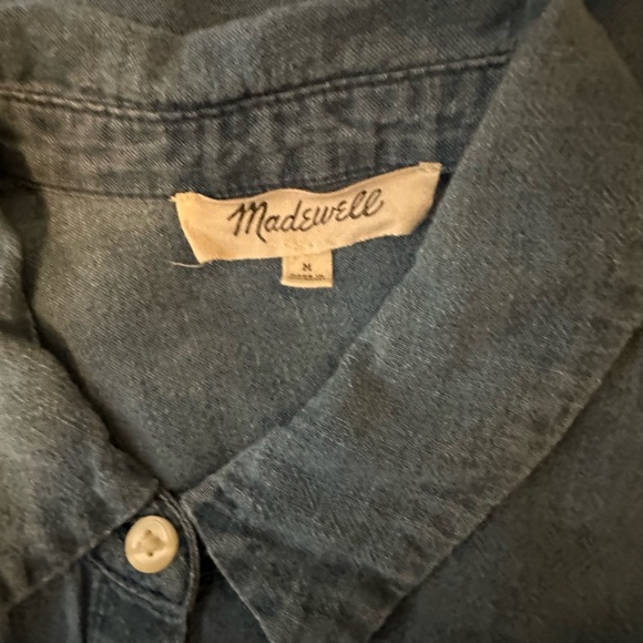 Madewell Central Ruffle-Sleeve Shirt in Indigo - Picture 7 of 7